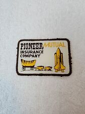VINTAGE Pioneer Mutual Insurance Patch Rectangle Sew On Advertising 4 inches  picture