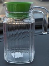 Vintage ARC FRANCE  Ribbed Glass Refrigerator PITCHER/LID 6.5inches picture