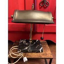 Vintage Leviton Brass and Marble Bankers or Piano Desk Lamp Art Deco Period EUC picture