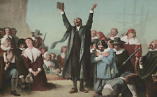 Landing of the Pilgrims Portrait by Gisbert White Border Vintage Post Card picture
