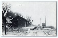 c1940 Burl Depot Building Railroad White Cloud Kansas Antique Unposted Postcard picture