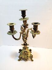 Antique Brass Ornate French Rococo Style Candelabra Candle Holder Victorian  picture