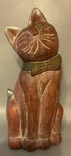 Vintage Wooden Cat with BowTie Made in Thailand  picture
