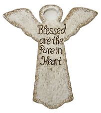 Blessed are the Pure in Heart Angel Wall Plaque Sign 7” x 6.25” Resin picture