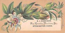 STONINGTON, CT, 2 MERCHANTS, GARDINER & PALMER, THEIR ADV TRADE CARDS c 1880's picture