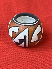 Pottery Acoma Mini Hand Painted Native American Pot - Signed GP 1 Inch picture