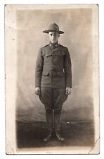 RPPC 1917 WW1 American Soldier in Uniform Vintage Military Real Photo Postcard picture