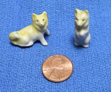 Antique Vintage Bisque Figurines 2 Collie Dogs Miniature Tinny Toy picture
