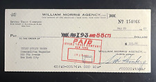 HELEN GURLEY BROWN SIGNED RARE ORIG. 1967 CHECK FROM WILLIAM MORRIS AGENCY picture