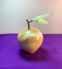 VINTAGE HANDCRAFTED FRUIT PEACH ONYX MARBLE DECORATIVE PAPER WEIGHT picture