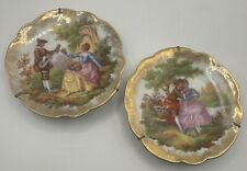 Miniature Porcelain Limoges Plates.  Made In France. Gorgeous With Hangers. 4” picture