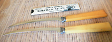 HENRY'S ORIGINAL Tomato & Steak Knives Butterscotch BAKELITE VItg 40s-50s (2 ea) picture