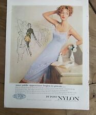 1957 redhead blue Dupont nylon lace trim slip lingerie color ad picture