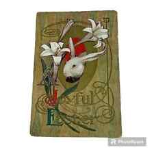 Postcard Joyful Easter Rabbit Lilly Vintage A48 picture
