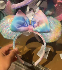 US Disney Parks Pastel Rainbow Tie Dye SHDR 2021 Ears Sequin Minnie Headband picture