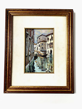 Landscape painting  house river  calm cityscape framed  unsigned picture