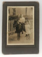 VINTAGE PHOTO TWO SMALL CHILDREN AND PONY/HORSE picture