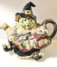 Vintage Estate Gypsy Witch Teapot Fritz And Floyd Cat Halloween 1992 picture