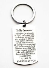 To my Grandson Im So Proud Of You quote  Keychain picture