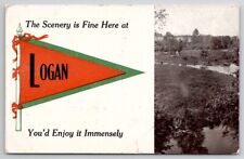 Logan Iowa Scenic Pennant 1912 Davidson Family Long Pine Nebraska Postcard A33 picture