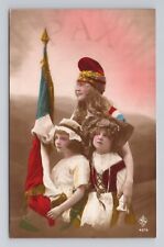 FLAG France Tinted RPPC Post WWI PAX Peace Marianne Patriotic 1919 Postcard 12 picture