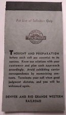 Vintage Rio Grande Railroad Sales Personnel Note Pad - 70's picture