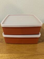 2 Vintage Tupperware 670 Square Away Sandwich Keeper Containers & Lids picture