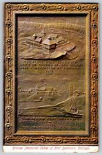 Postcard 1909 Bronze Memorial Tablet Of Fort Dearborn Chicago Illinois C16 picture
