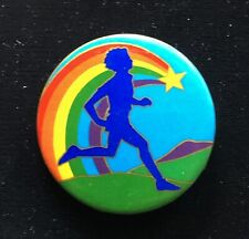 Vintage 1980 Illuminations Co. Rainbow Fantasy Runner Pin Button LGBT picture