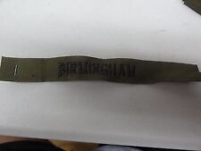 GENUINE US MILITARY OD GREEN SEW ON NAME TAPE THAT SAYS BIRMINGHAM picture