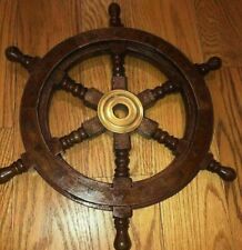 New Solid Nautical Wooden Ship Steering Wheel Pirate Décor Handmade gift picture