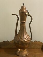 ANTIQUE Mughal Tinned Copper Ewer Finial Lid Ottoman  Washing Pitcher 18.5