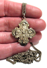 SILVER I AM A CATHOLIC PENDANT ON CHAIN NECKLACE 24 INCHES VINTAGE picture