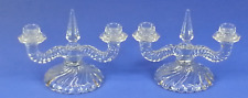 2 Vintage Clear Swirl  Elegant Glass 2 Tier Candle Holders Candleholders picture