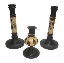 Vintage Lot Candle Stick Holders Pair Brass And Porcelain picture