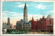 City Hall, Broad Street Railroad Station, Philadelphia Pennsylvania w/b Postcard picture