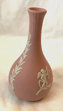 Wedgwood pink jasperwear bud vase, cherubs design, excellent, 5.5
