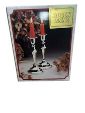 Vintage queen annie rose candlesticks Faux Bougeoirs Pair Silver Plated New picture