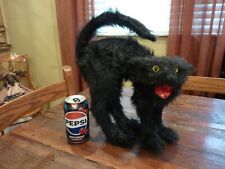 Vintage Halloween Furry Hairy Black Cat Prop Decor 15