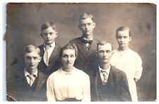 Creepy Family Portrait Staring Wide Eyes Eerie Mesmerizing Antique Photo VV picture