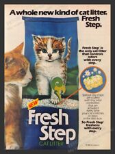Fresh Step Cat Litter Orange and White Cat 1980s Print Advertisement Ad 1984 picture