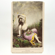 Spring Fairy CDV Album Filler c1865 Tinted Forest Butterfly Girl GG Fish A4122 picture