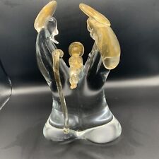 Vtg Murano Baby Jesus Joseph&Mary Holy Glass Gold Fleck Statue Figure Sculpture picture