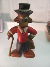Vintage Walt Disney Scrooge McDuck Standing Money Bag Old Handmade Wood Statue picture