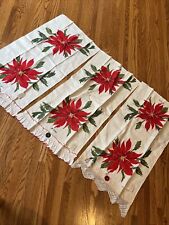 Vintage Vera Linen Kitchen Towel, Poinsettia Unused with Embellishments Added picture