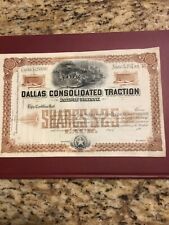 Dallas Consolidated Traction Railway Company 1890s Unissued Stock 25 Dollars picture