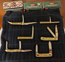 Case XX Rattlesnake Snakeskin Knives Yellow Mint w/ Boxes Lot of 6 Different picture