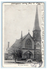 c1900s St. John Church View, Henniker NH PMC Posted Antique Postcard picture