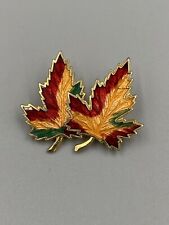 Vintage Fall Colors Double Maple Leaf Leaves Lapel Pin Brooch picture
