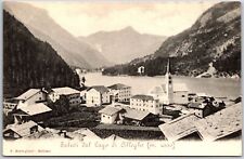 Saluti Dal Lago Di Alleghe Italy Mountain Alps Buildings Lake Postcard picture